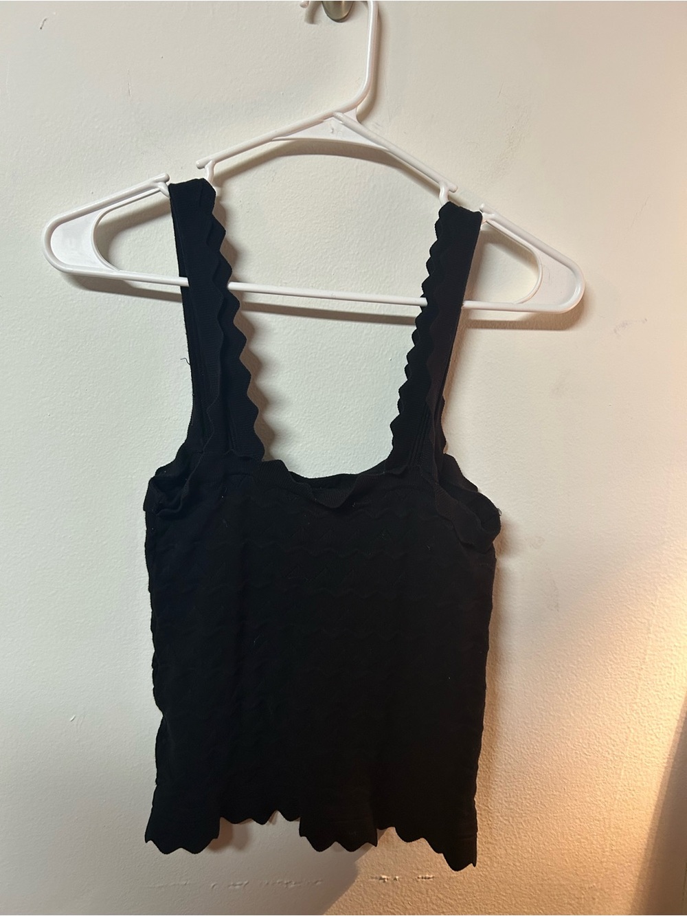 miami Black Scallop-Trim Tank with Wide Straps